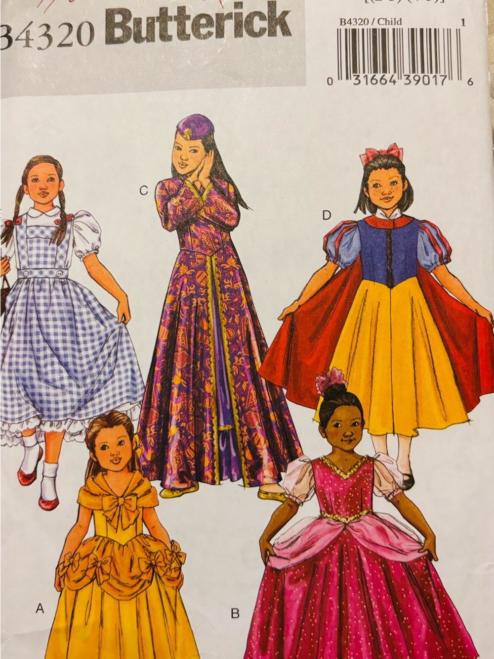 Vintage Girls Costume Butterick B4320 Sizes 2-5 UNCUT